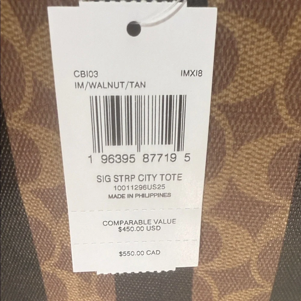 Coach Signature Stripe XLCity Tote